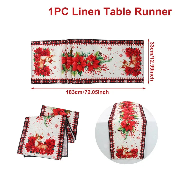 Merry Christmas Linen Table Runner for Festive Decor - Image 22