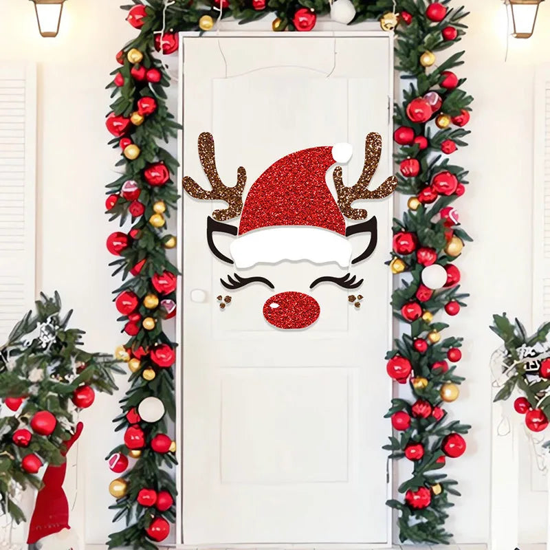 Festive Christmas Door Stickers: Santa, Tree, Snowman & Elk - Image 13