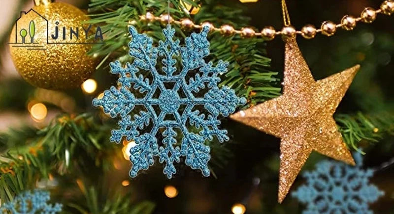 Sparkling Blue Snowflake Ornaments for Christmas Trees - Image 16