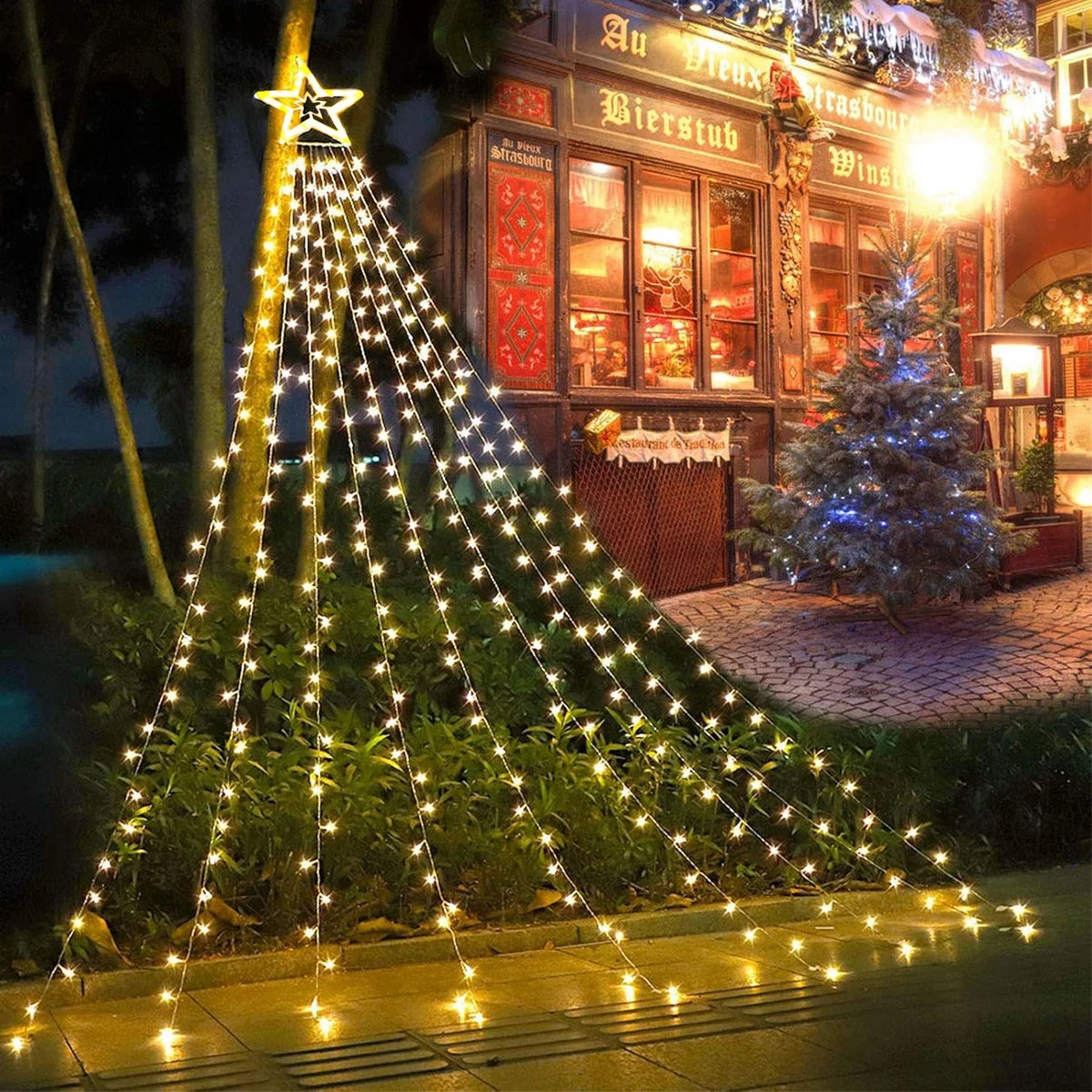 Festive LED Star Waterfall Fairy Lights for Christmas - Image 21