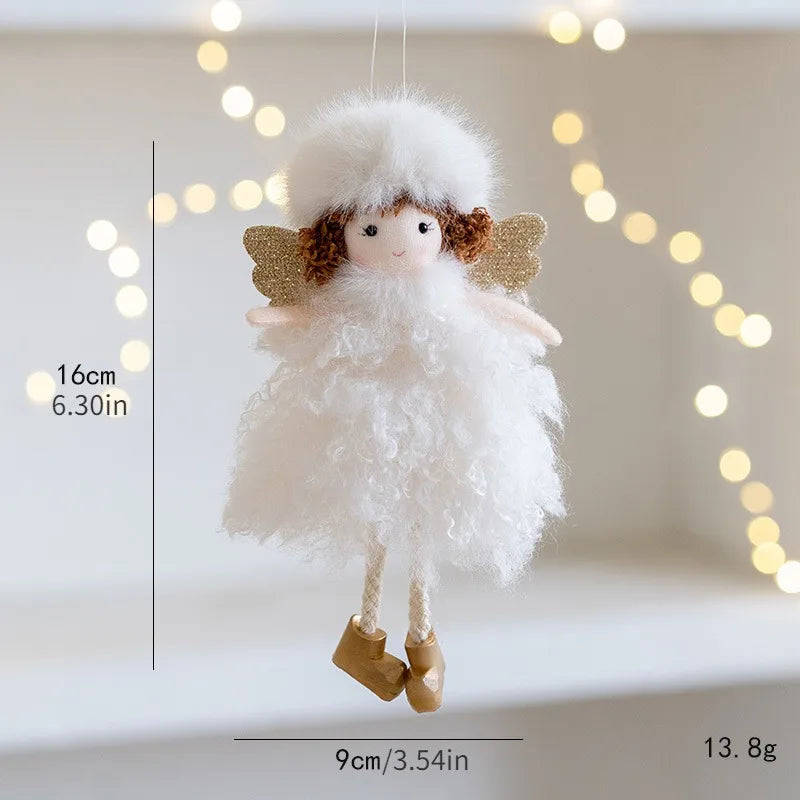 Charming Plush Angel Girl with Golden Wings Ornament - Image 17