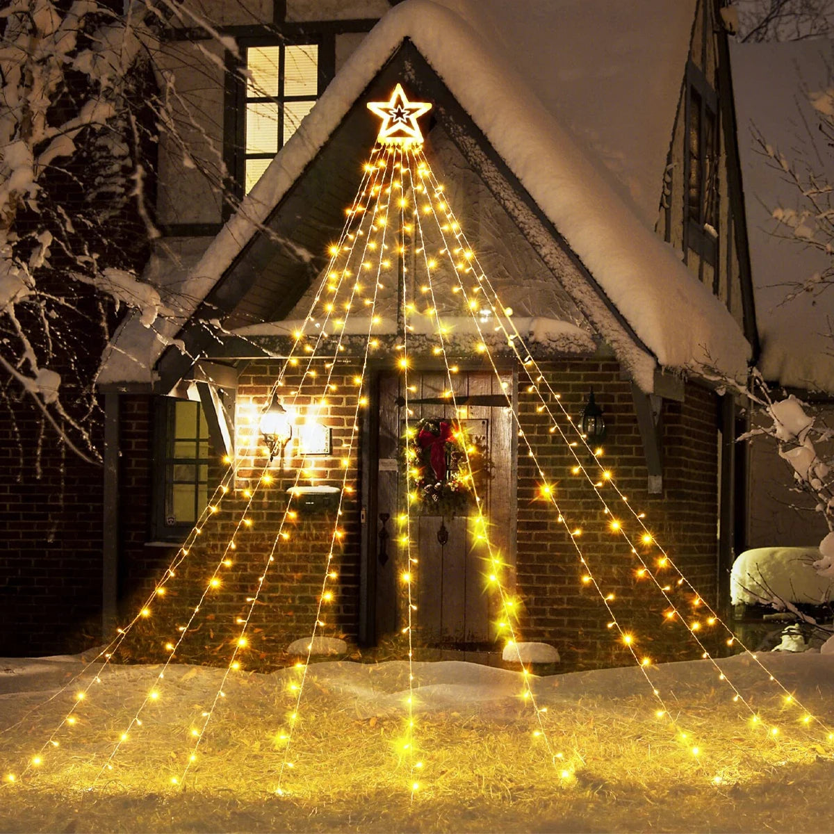 Festive LED Star Waterfall Fairy Lights for Christmas - Image 16