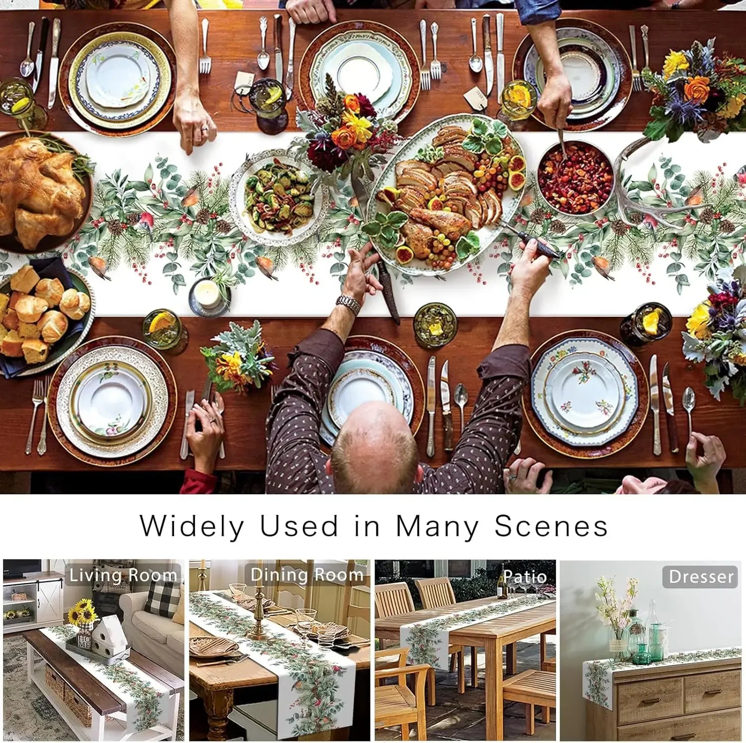 Festive Cardinal & Pine Table Runner for Christmas - Image 11