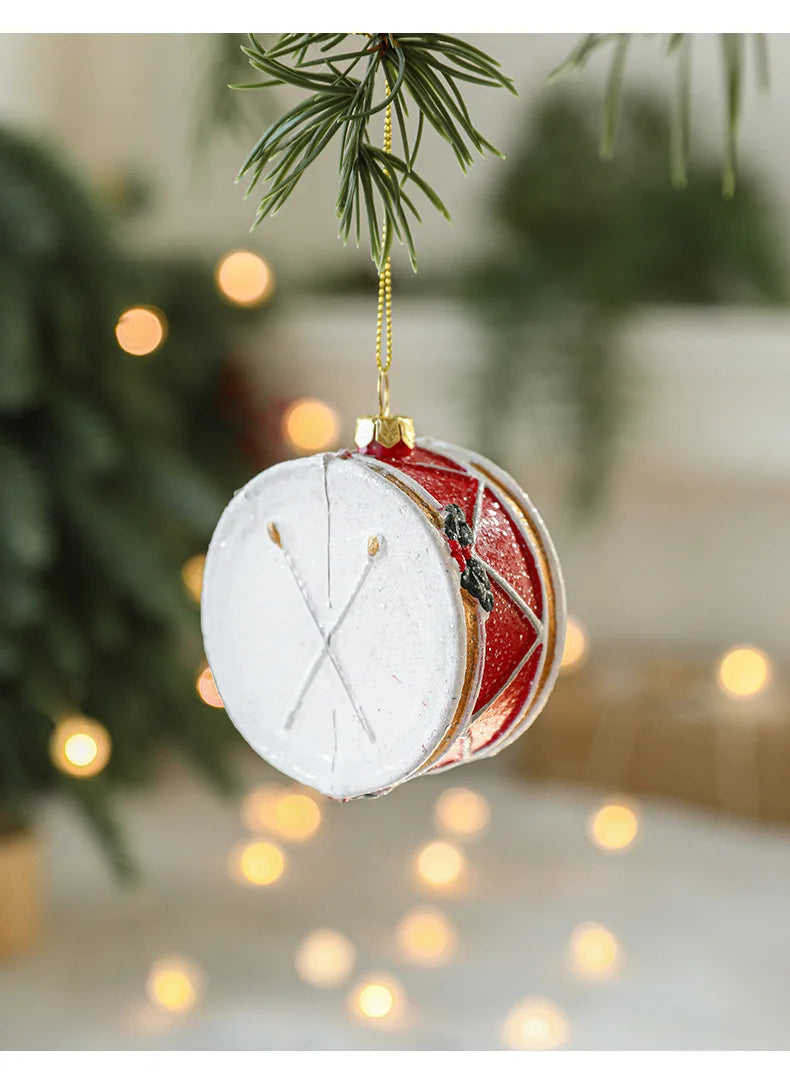 Charming Painted Wooden Christmas House Pendant - Image 29