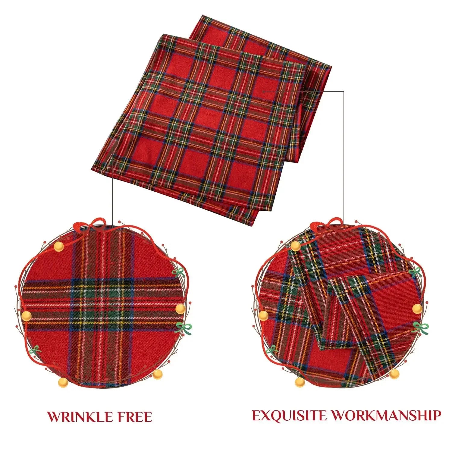 Red Scottish Tartan Christmas Table Runner - Image 9