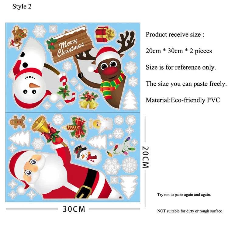 Festive Christmas Snowman & Santa Window Stickers - Image 10