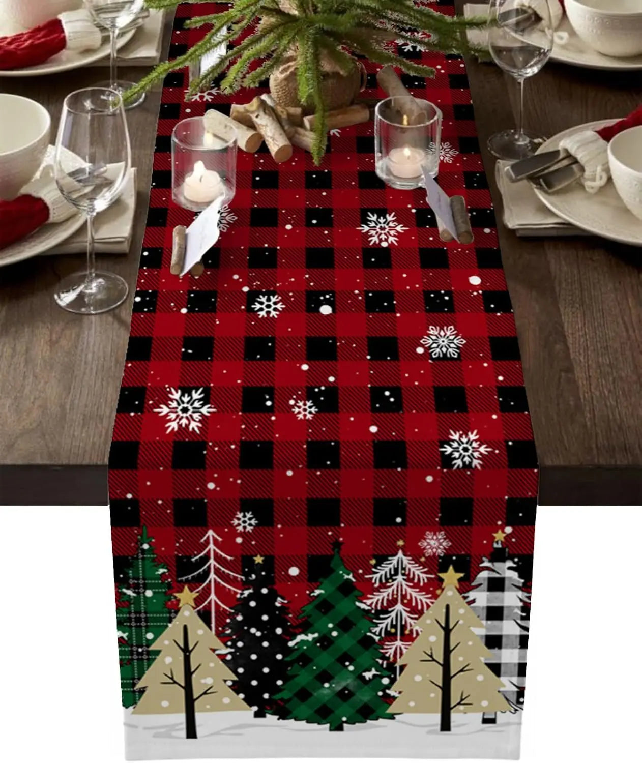 Festive Poinsettia & Pine Table Runner - Image 6