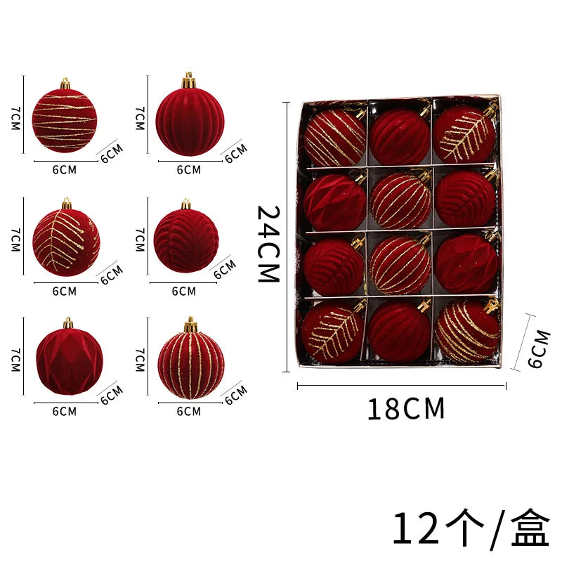 Elegant 12pcs Wine Red Christmas Ball Ornaments - Image 6