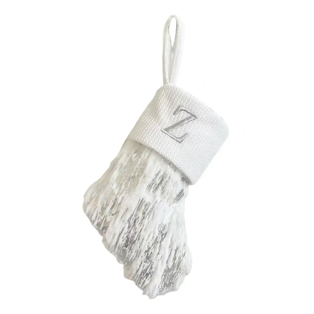 Embroidered White Christmas Stocking for Cheerful Decor - Image 2