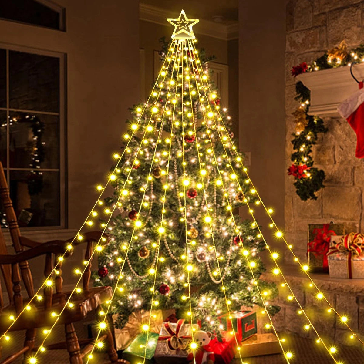 Festive LED Star Waterfall Fairy Lights for Christmas - Image 19