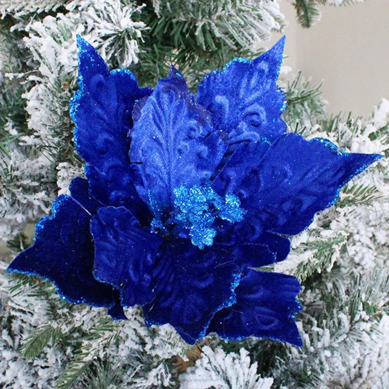 28CM Glittering Christmas Flower Decorations - 1 to 3pcs - Image 21