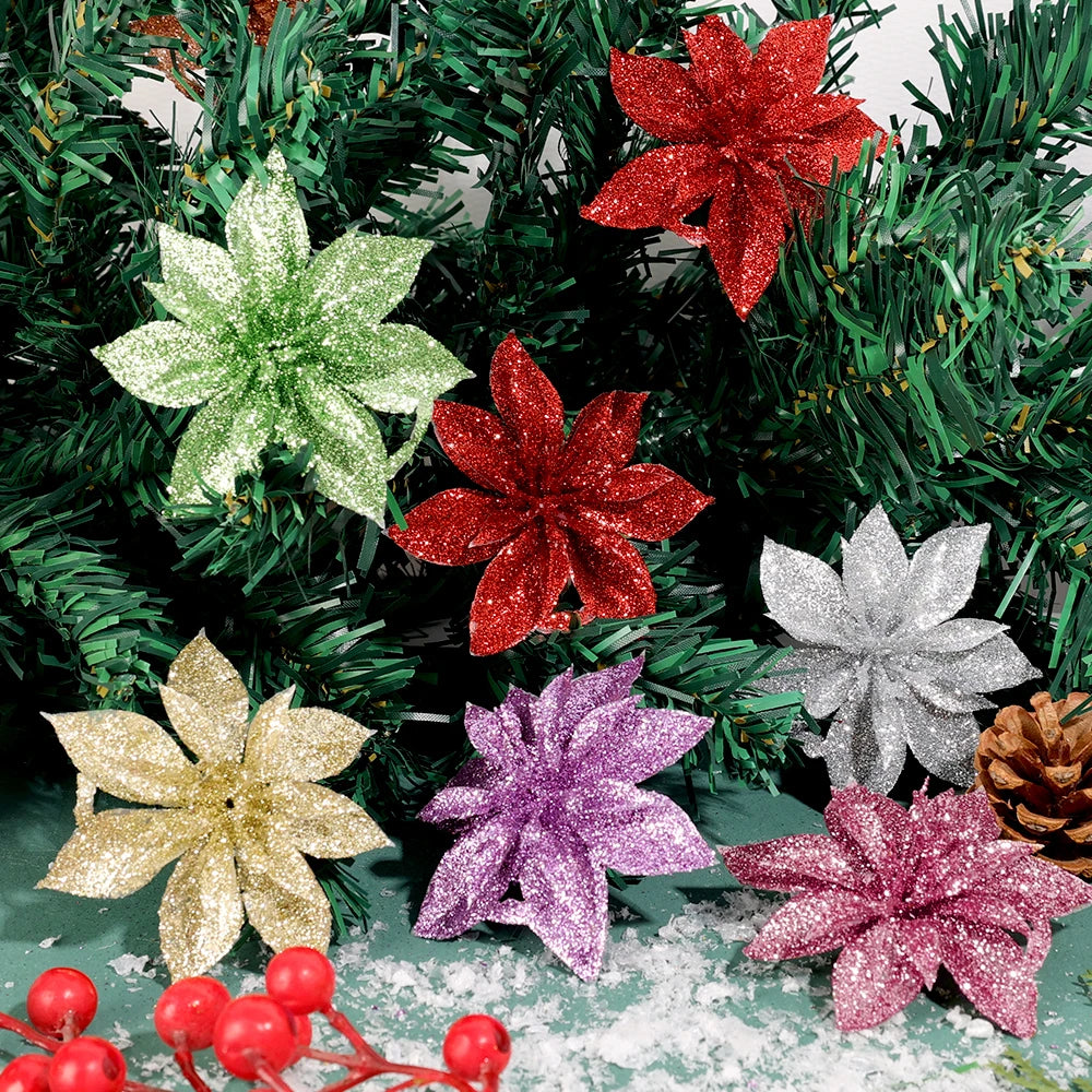 Sparkling Holiday Flower Ornaments for Trees - Image 4