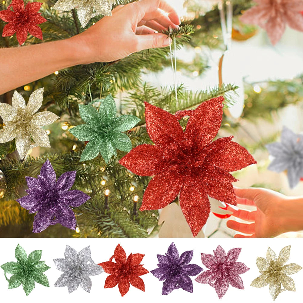 Sparkling Holiday Flower Ornaments for Trees - Image 3