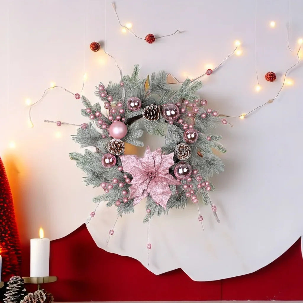 Charming Pink Christmas Wreath with Ornaments - Image 14