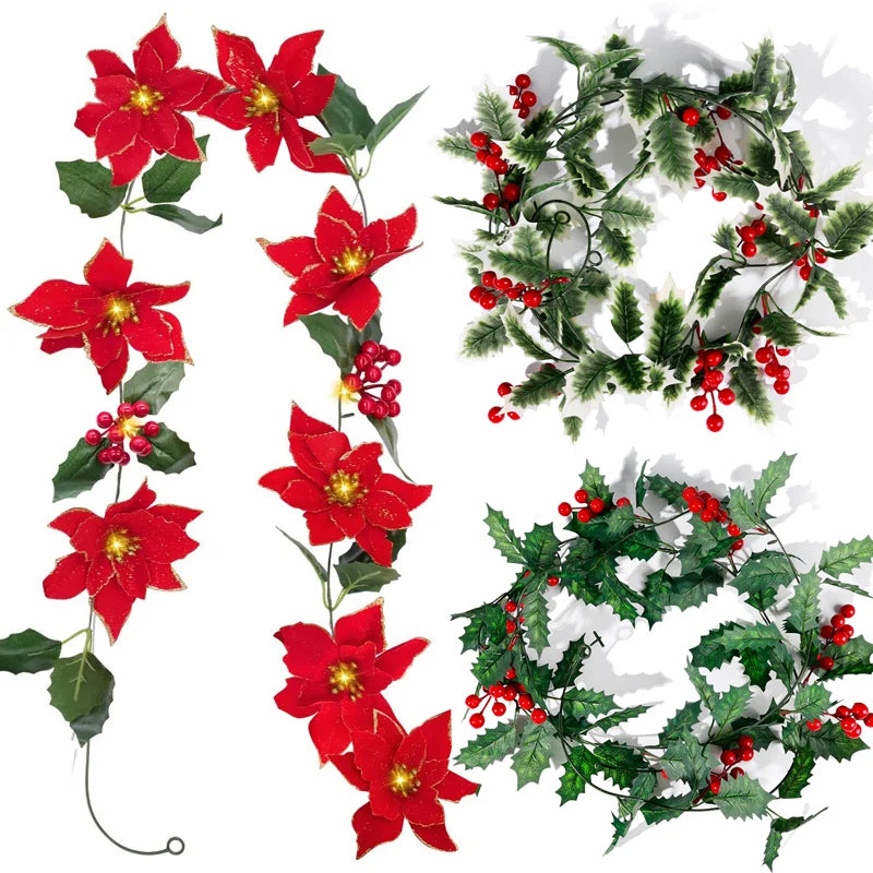 Enchanting LED Christmas Garland with Red Berries - Image 11