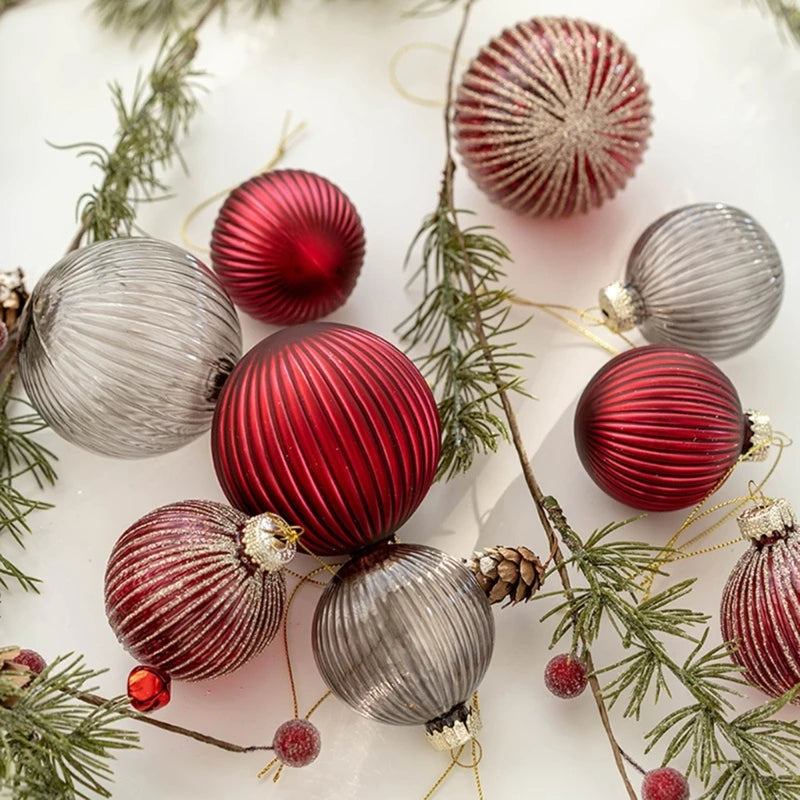 Elegant 6-Pc Glass Christmas Ball Ornaments Set - Image 3