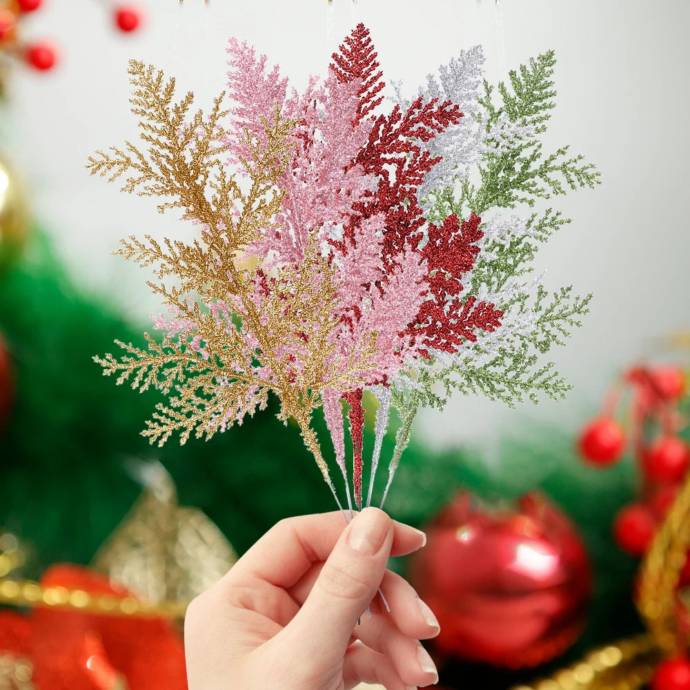Glittering Gold & Silver Pine Leaves Garland - Image 18