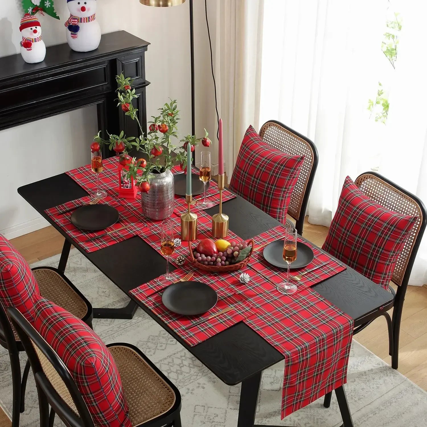 Red Scottish Tartan Christmas Table Runner - Image 7