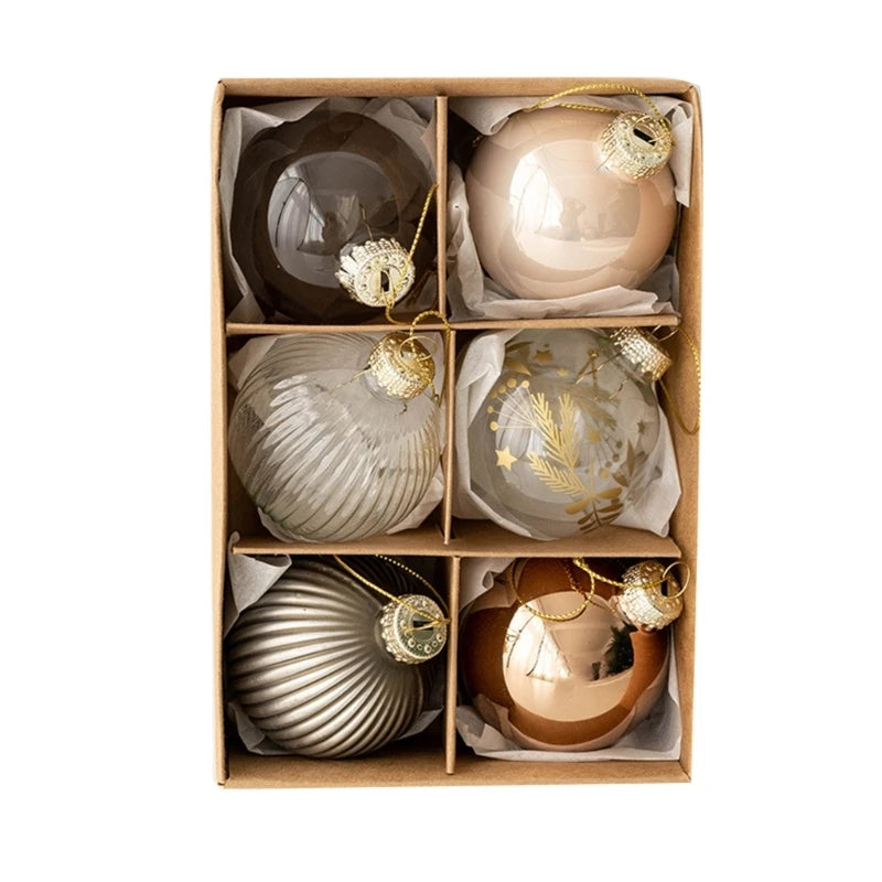 Elegant 6-Pc Glass Christmas Ball Ornaments Set - Image 2