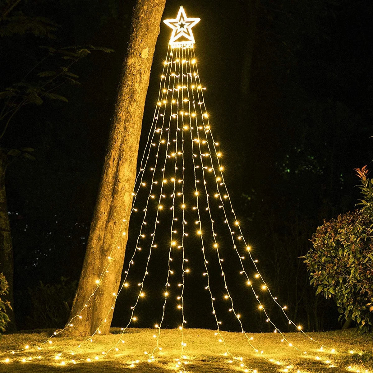 Festive LED Star Waterfall Fairy Lights for Christmas - Image 13