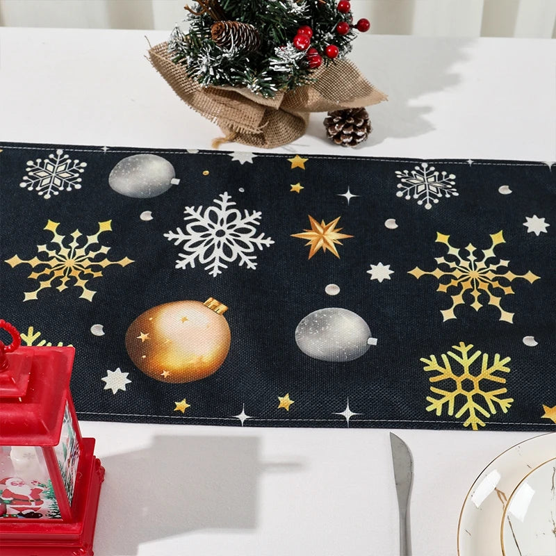 Merry Christmas Linen Table Runner for Festive Decor - Image 39
