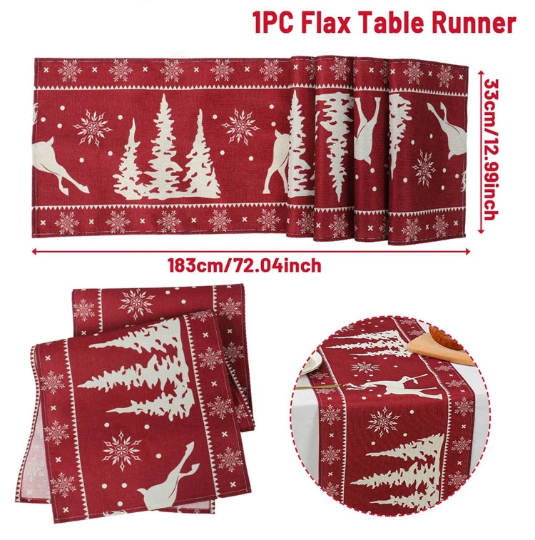Merry Christmas Linen Table Runner for Festive Decor - Image 4