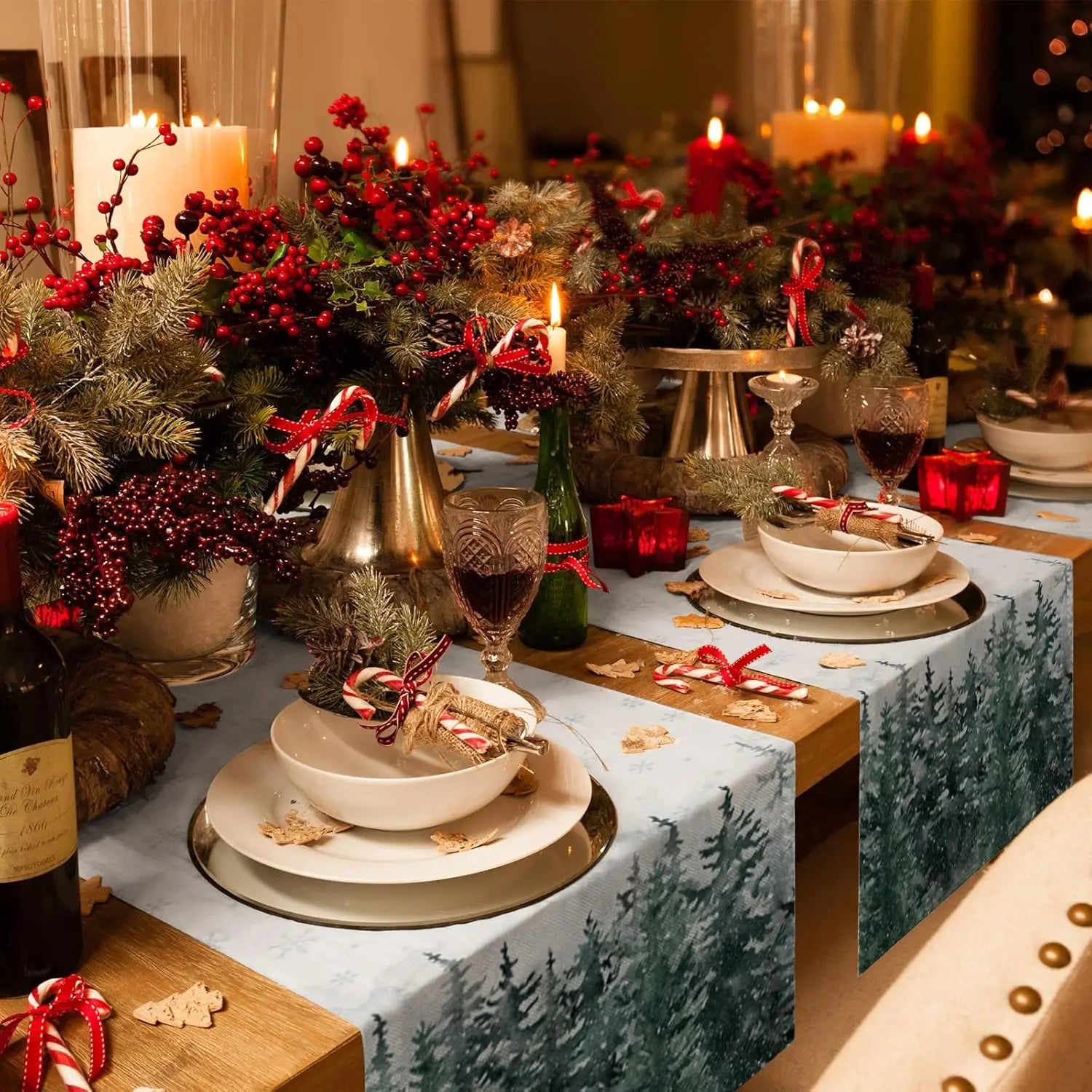 Festive Snowflake Linen Table Runner for Christmas - Image 4