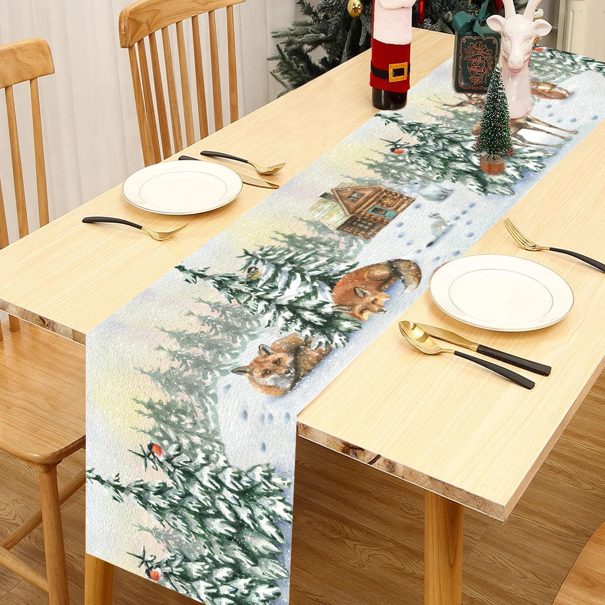 Festive Red Floral Table Runner for Christmas - Image 7