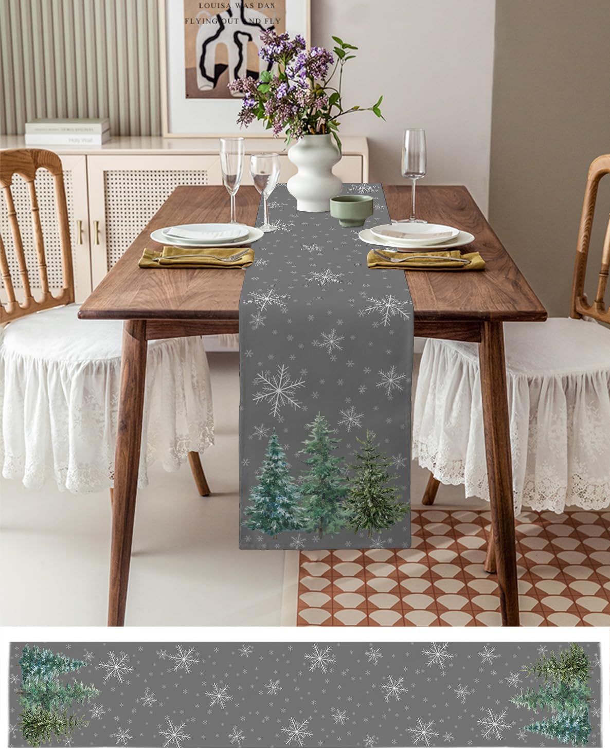 Charming Christmas Green Pine Table Runner Decor - Image 10