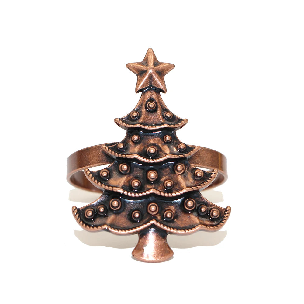 6 Festive Gold Christmas Napkin Rings Set - Image 19