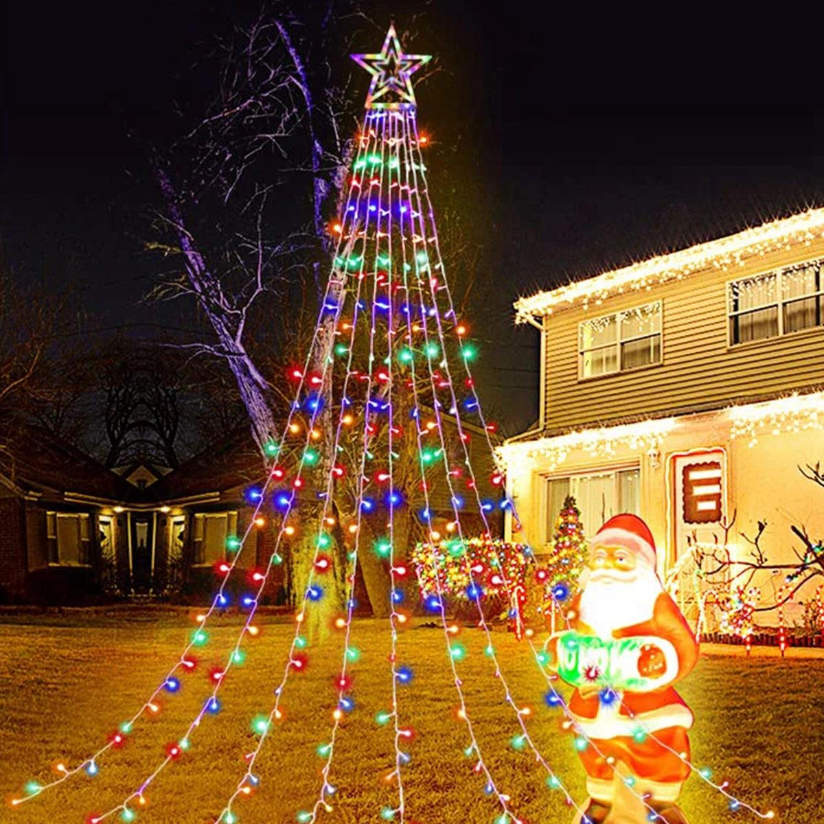 Festive LED Star Waterfall Fairy Lights for Christmas - Image 23