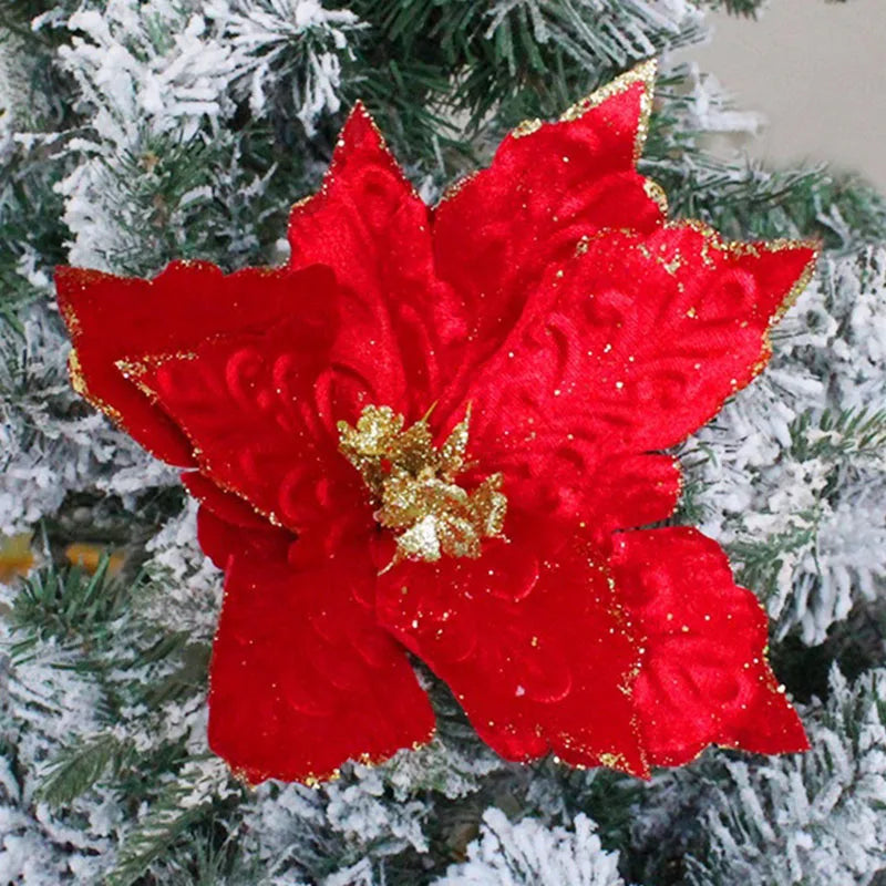 28CM Glittering Christmas Flower Decorations - 1 to 3pcs - Image 25