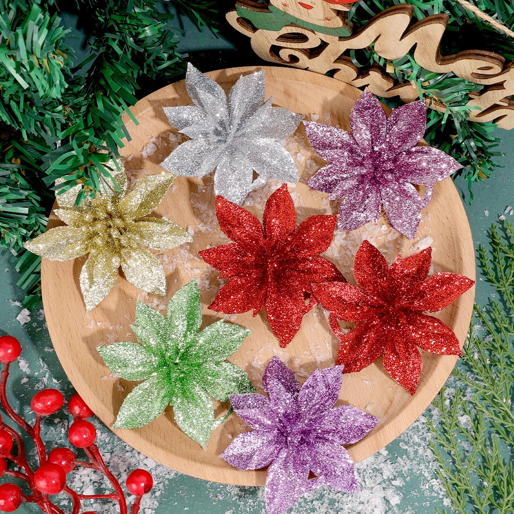 Sparkling Holiday Flower Ornaments for Trees - Image 6