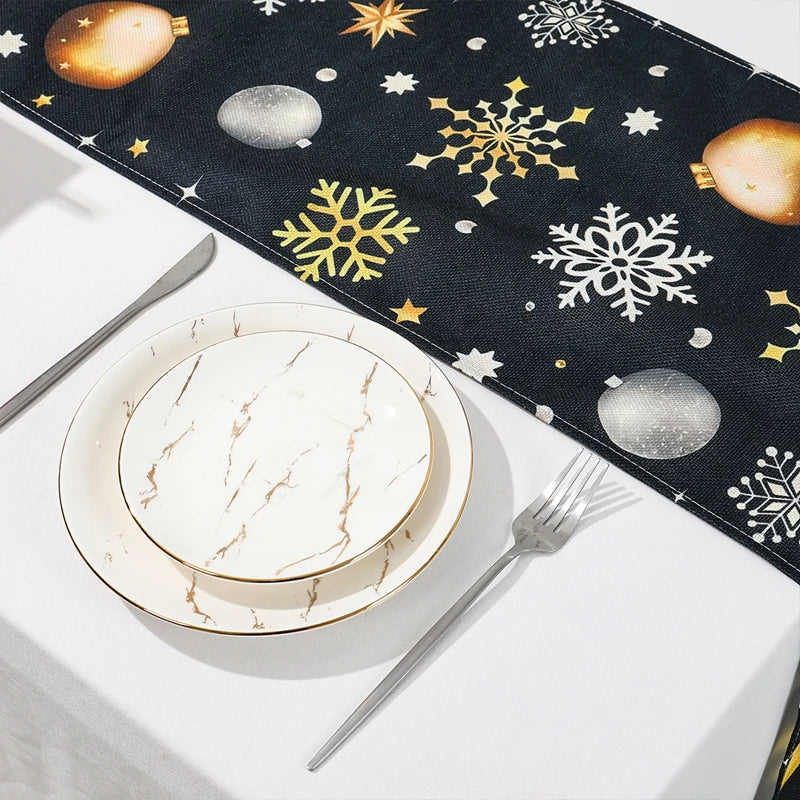 Merry Christmas Linen Table Runner for Festive Decor - Image 38