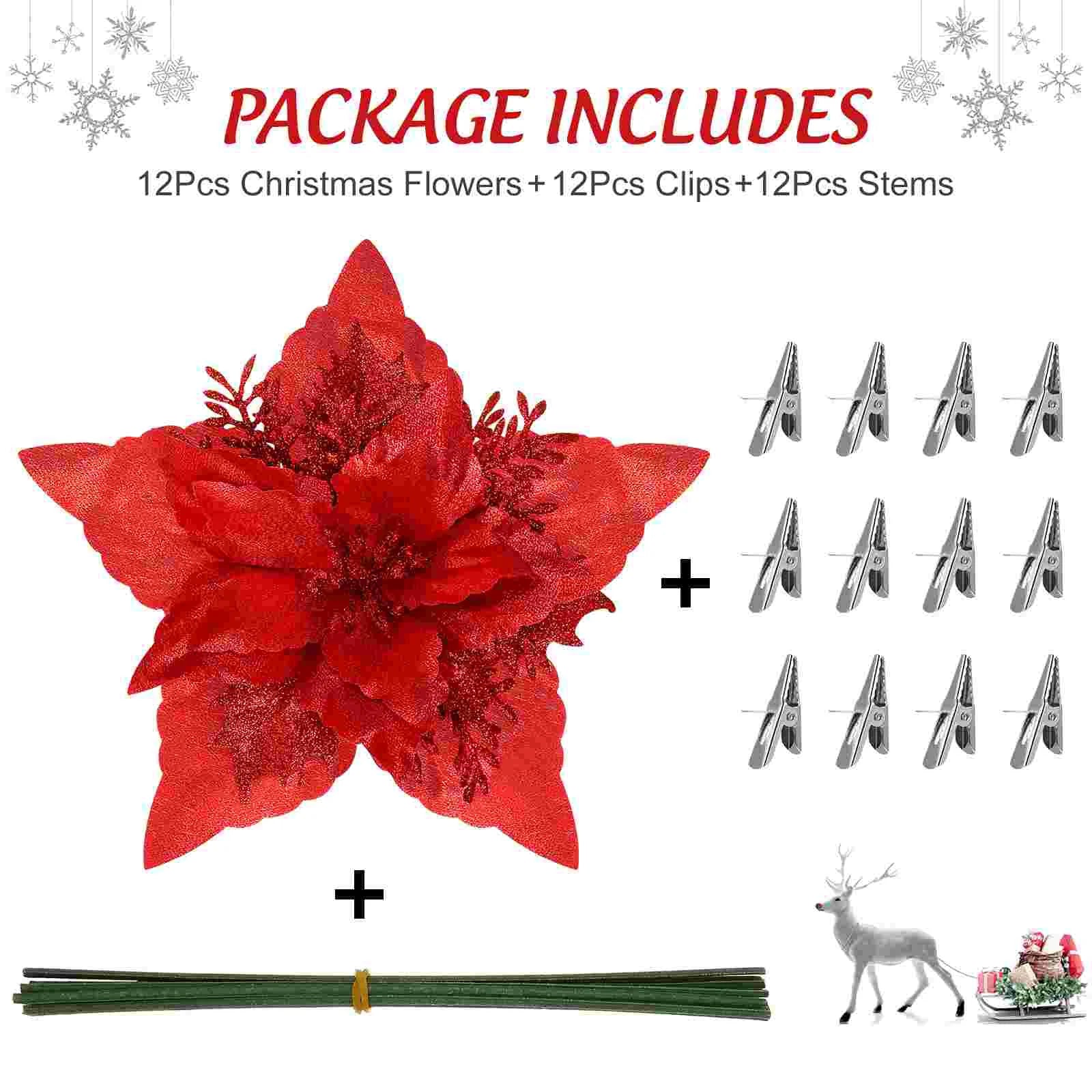 Red Poinsettia Flower Decorations for Christmas Cheer - Image 4