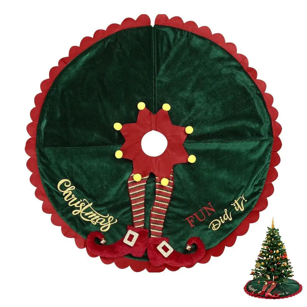 Festive Red & Green Fairy Leg Tree Skirt - Image 8