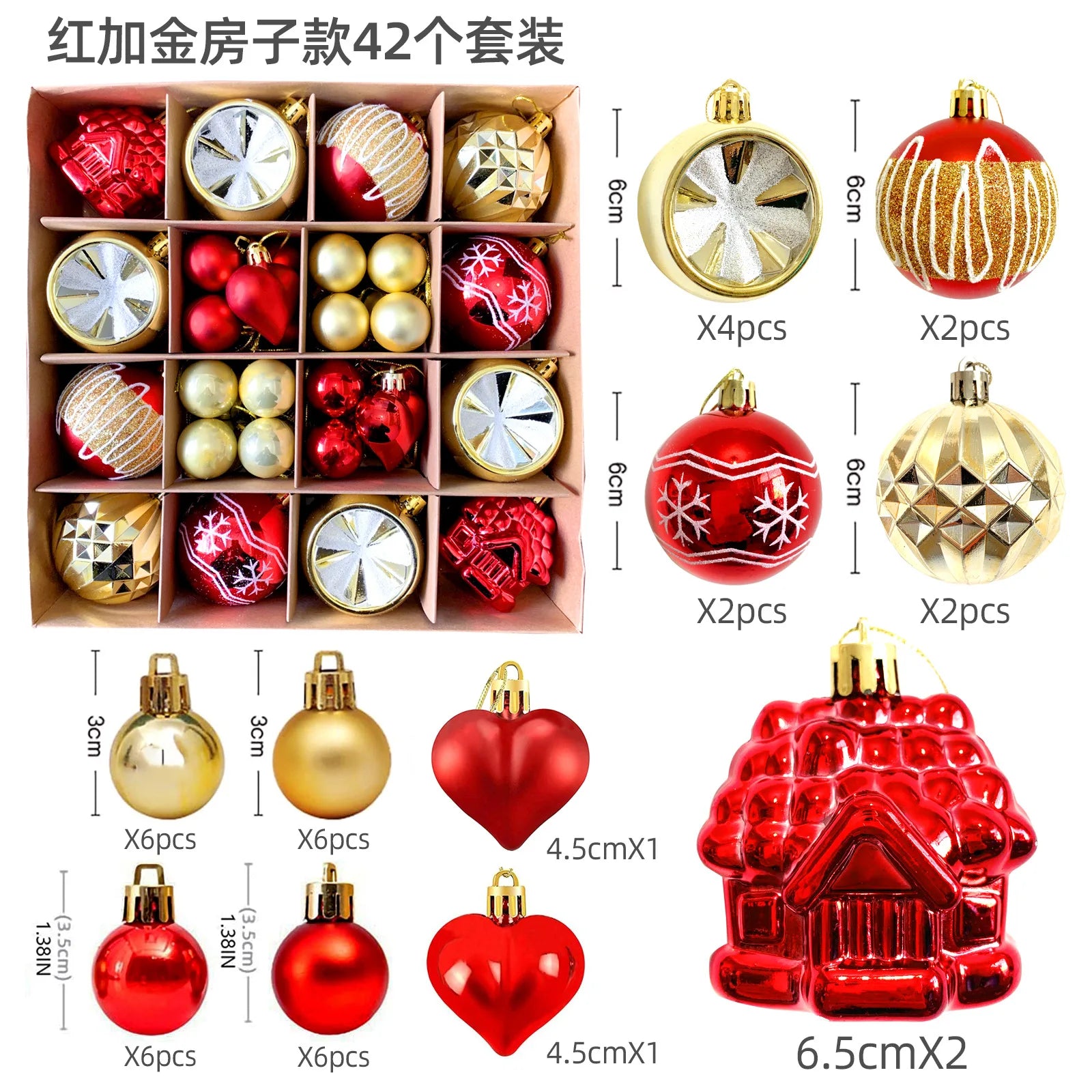 Large Golden Red Christmas Baubles for Festive Decor - Image 34