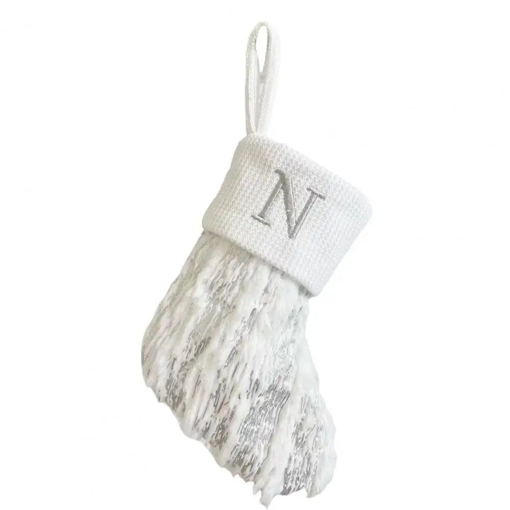 Embroidered White Christmas Stocking for Cheerful Decor - Image 10