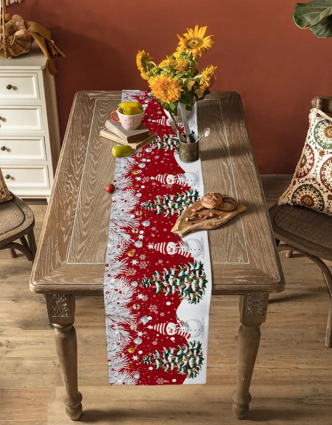 Festive Poinsettia & Pine Table Runner - Image 15