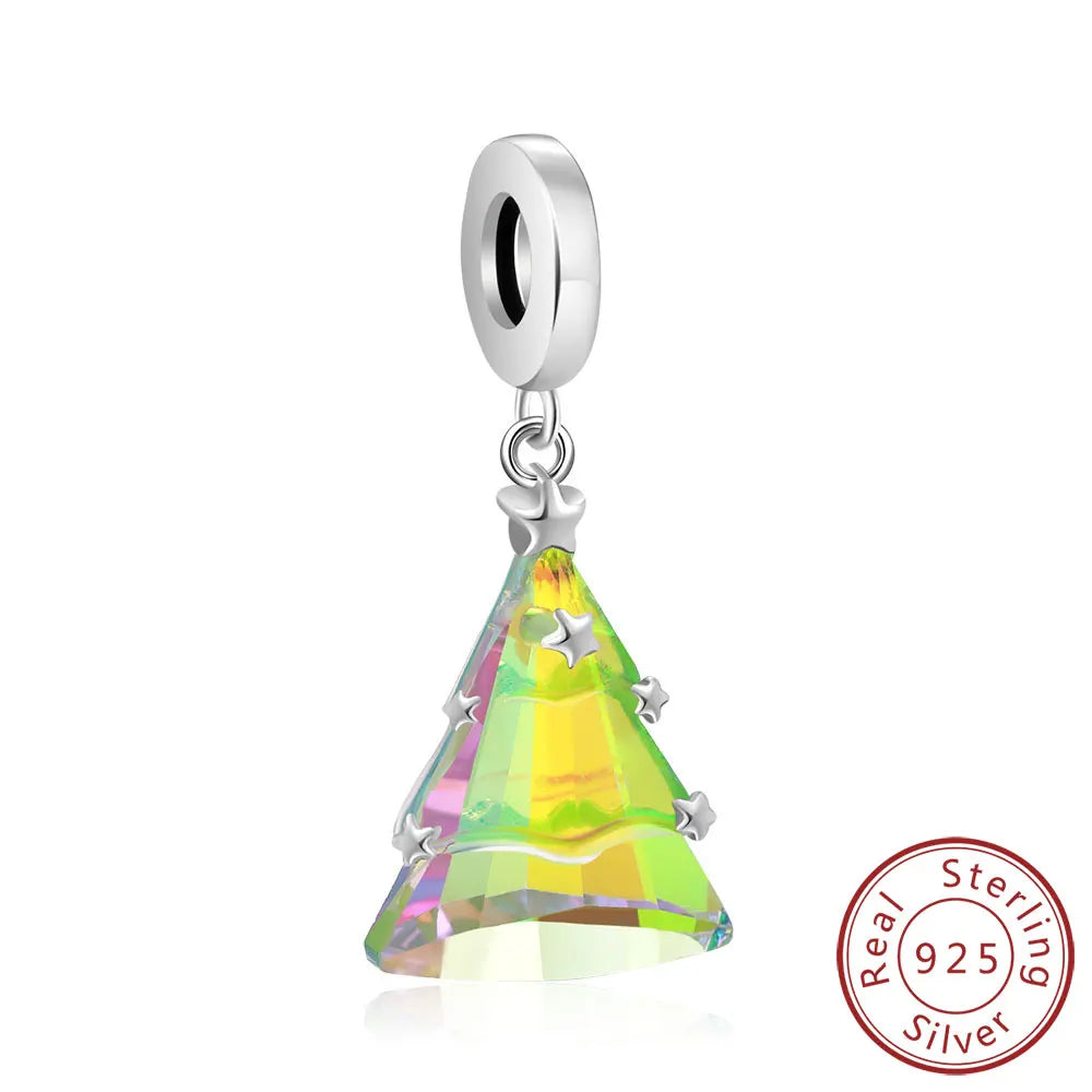 925 Silver Crystal Christmas Tree Charm for Bracelets - Image 5