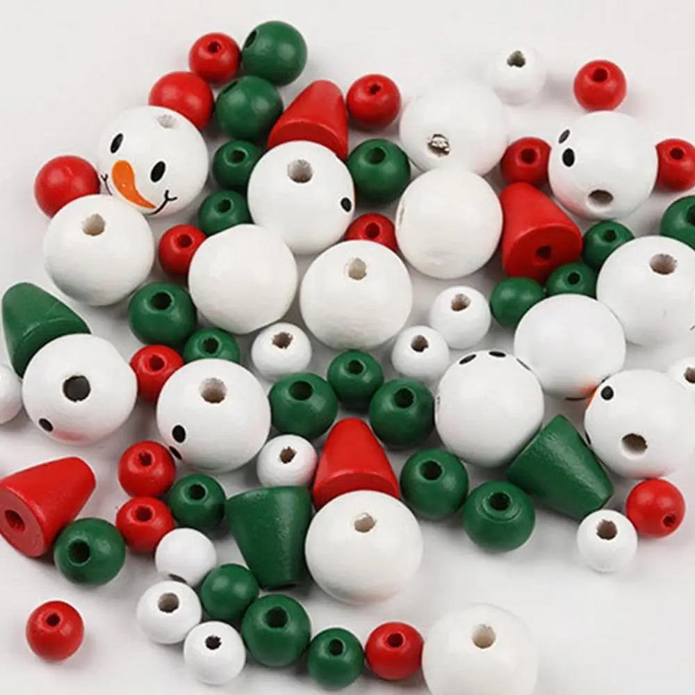 190pcs Smiling Face Christmas Wood Beads for Crafts - Image 11