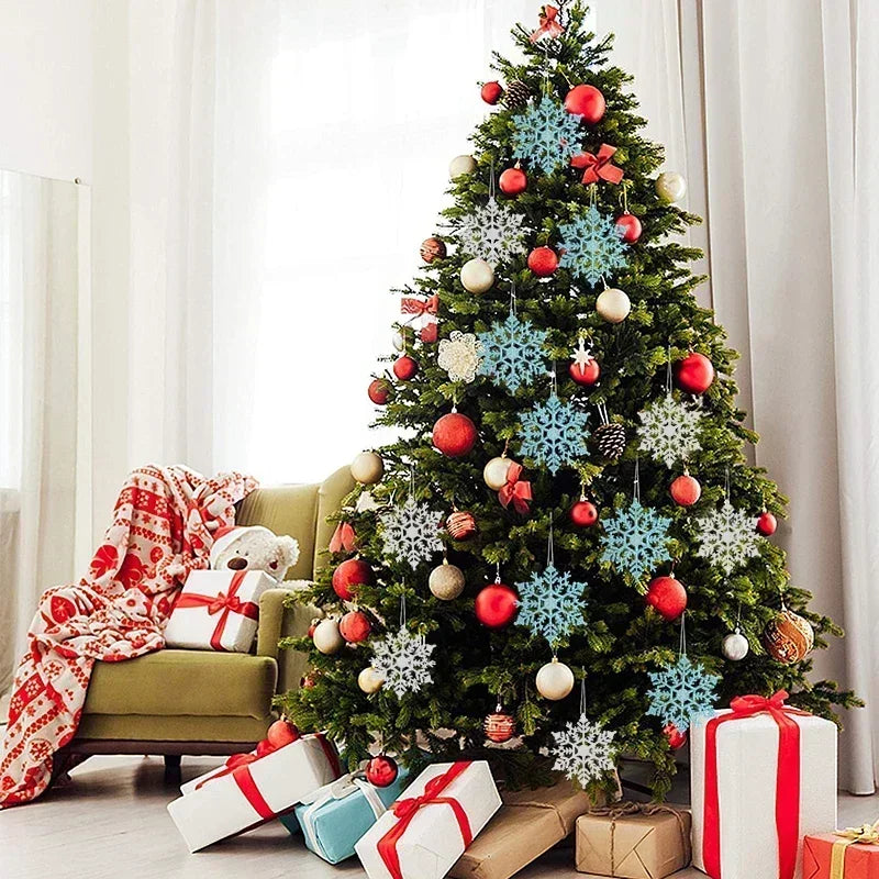 Sparkling Blue Snowflake Ornaments for Christmas Trees - Image 9