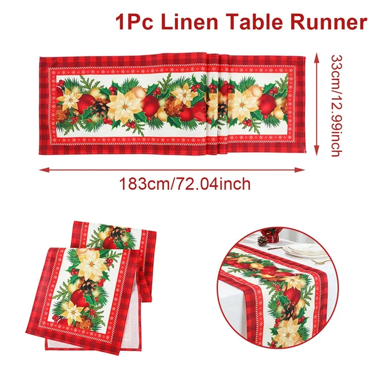 Merry Christmas Linen Table Runner for Festive Decor - Image 14