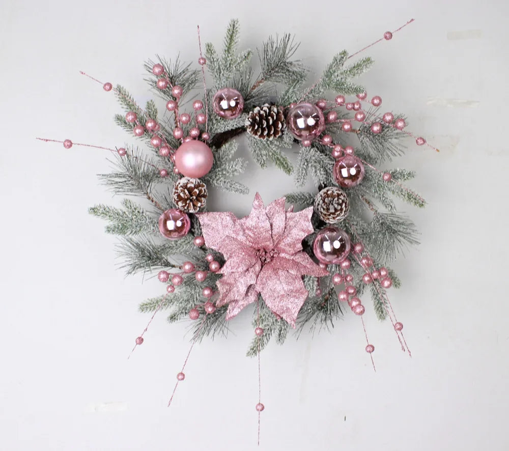 Charming Pink Christmas Wreath with Ornaments - Image 4