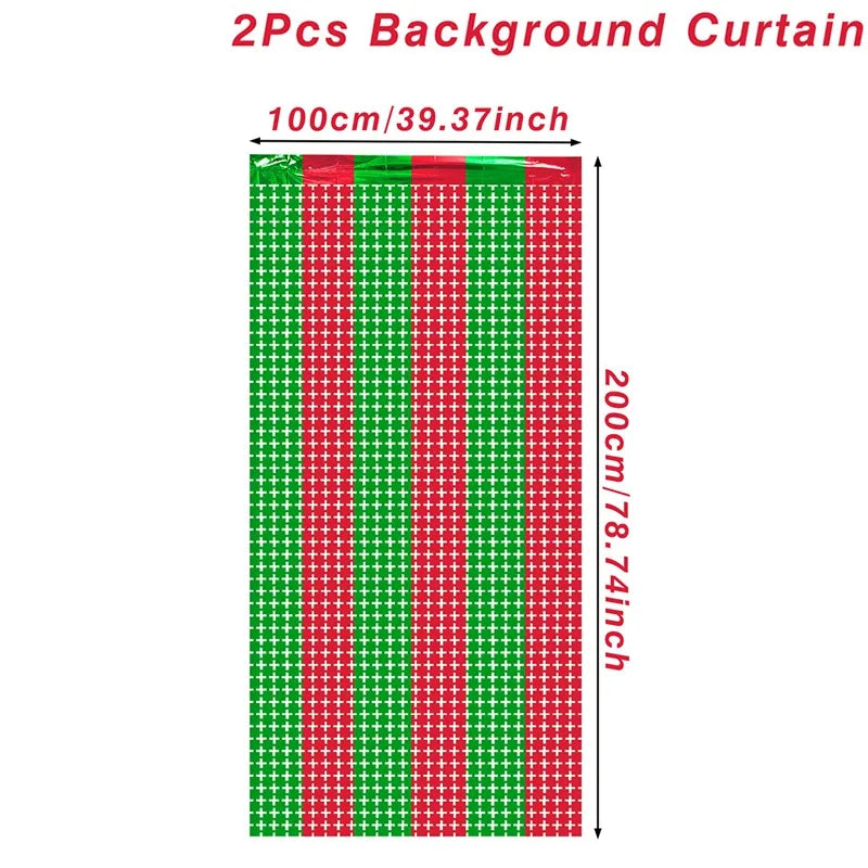 Festive Red & Green Silk Curtain Backdrop - Image 8