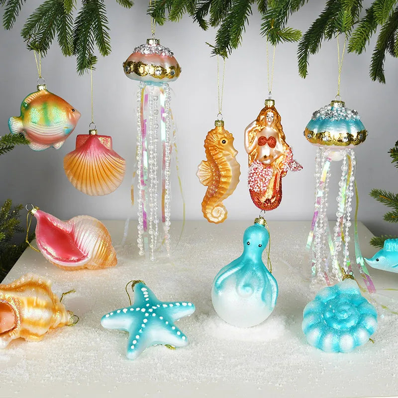 Christmas Marine Animal Glass Pendant Ornaments - Image 3