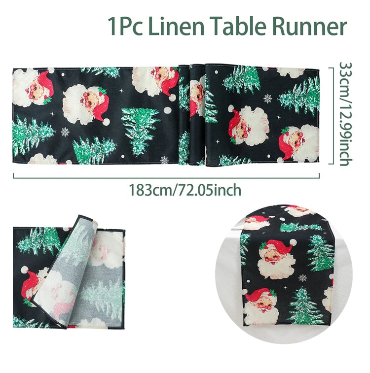 Merry Christmas Linen Table Runner for Festive Decor - Image 16