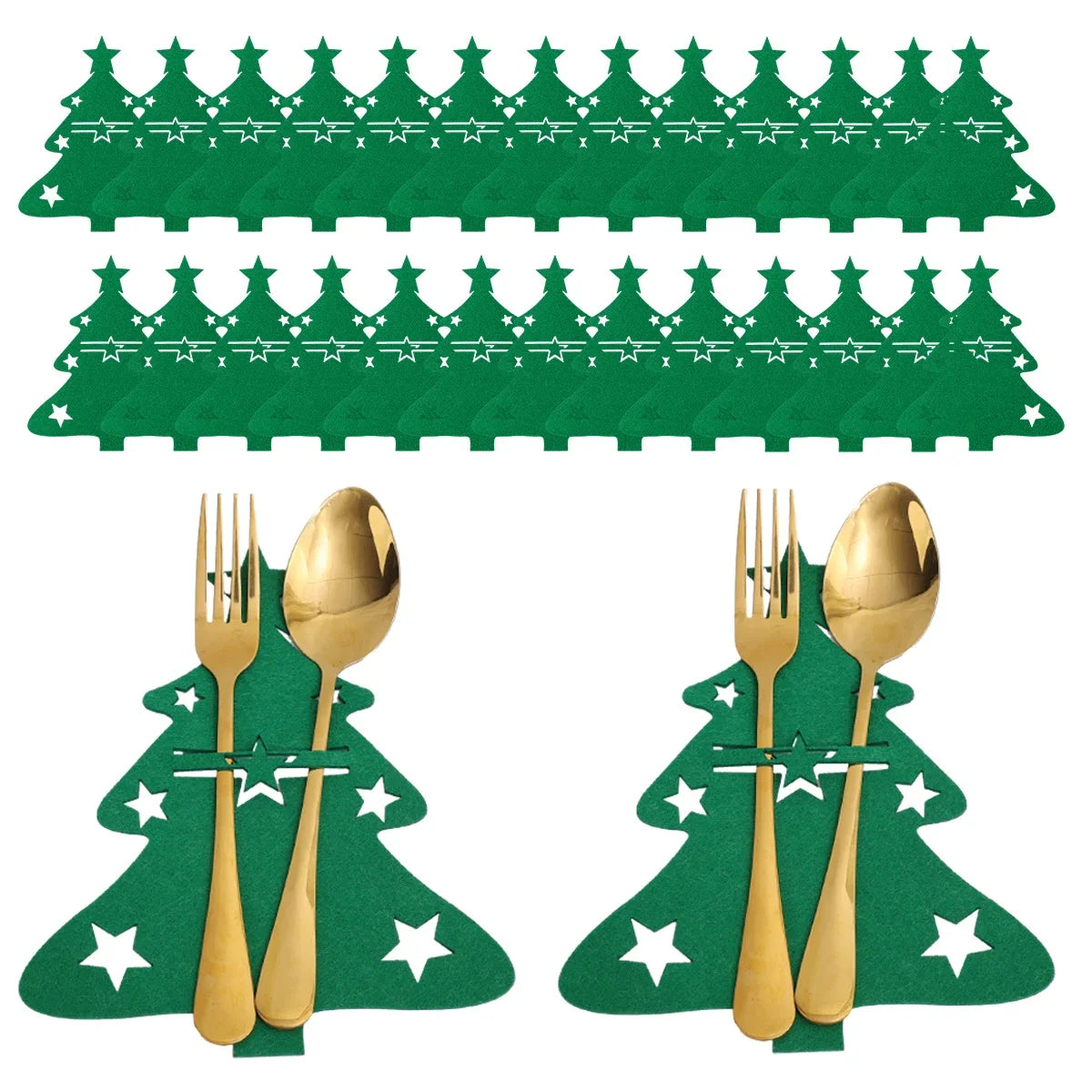 Christmas Tree Cutlery Holders – Festive Table Decor - Image 2