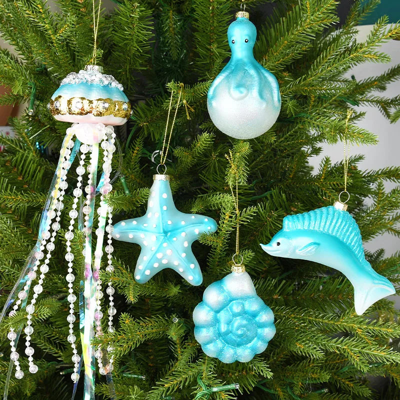 Christmas Marine Animal Glass Pendant Ornaments - Image 9