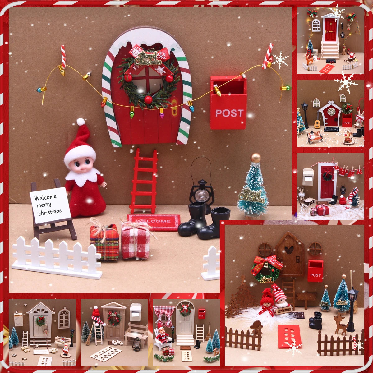 Enchanting Wooden Elf Door Kit for Christmas Decor - Image 3